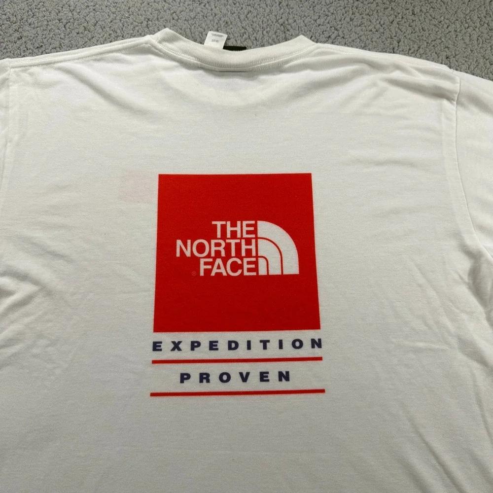 The North Face Mens White Expedition Proven Red Box Logo T-Shirt Medium USA